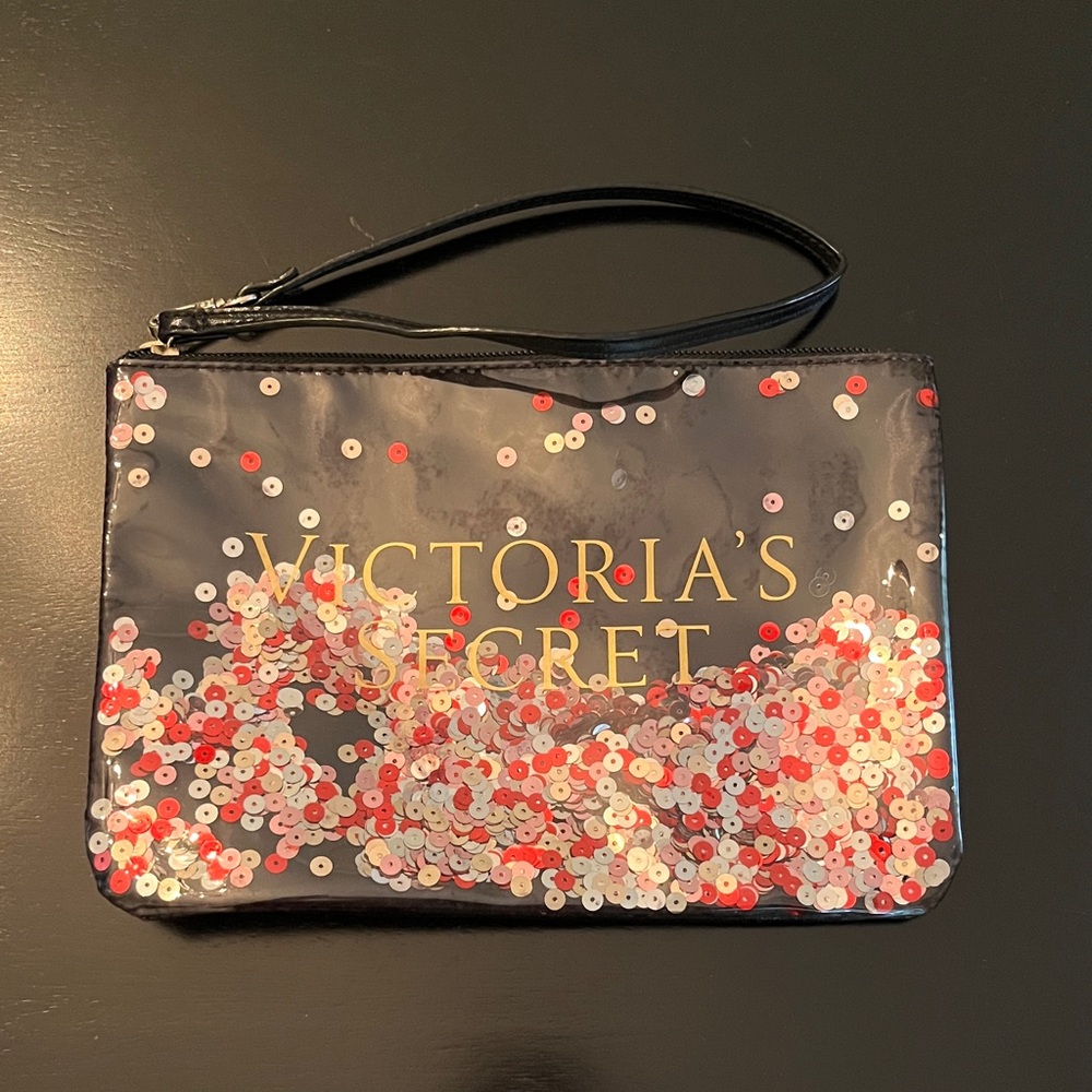 NWOT Victoria's Secret Black Clutch with Sequins